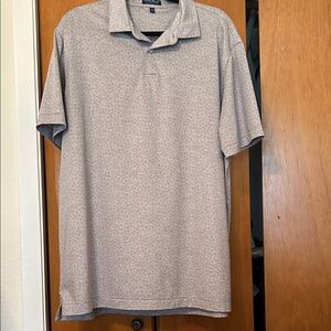 Peter Millar Men's Short Sleeve Polo in Light Gray Microprint